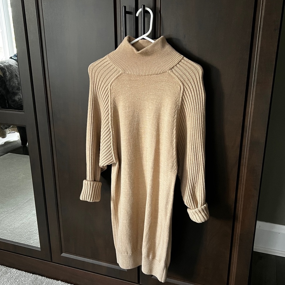 Club Monaco camel sweater dress